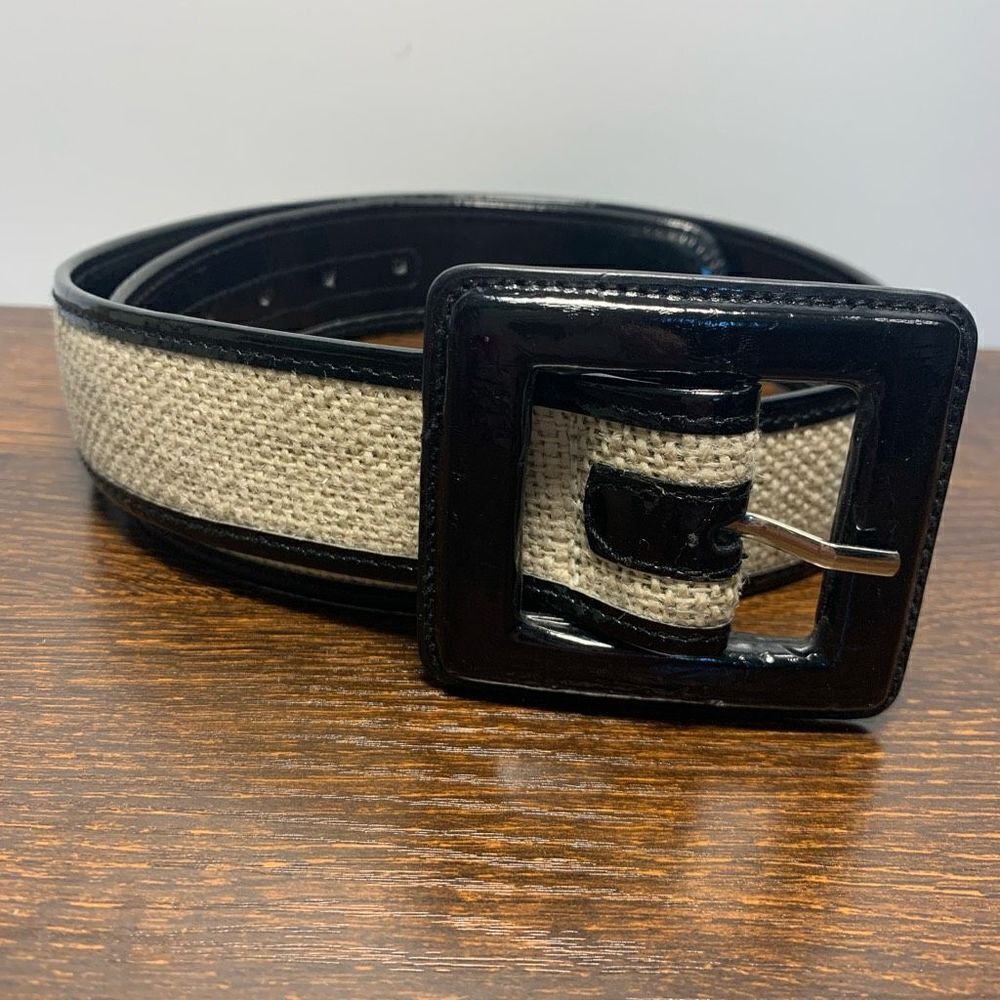 Belt faux patent leather jute, size small